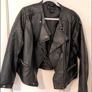 Metaphor black leather women’s zip-up jacket
